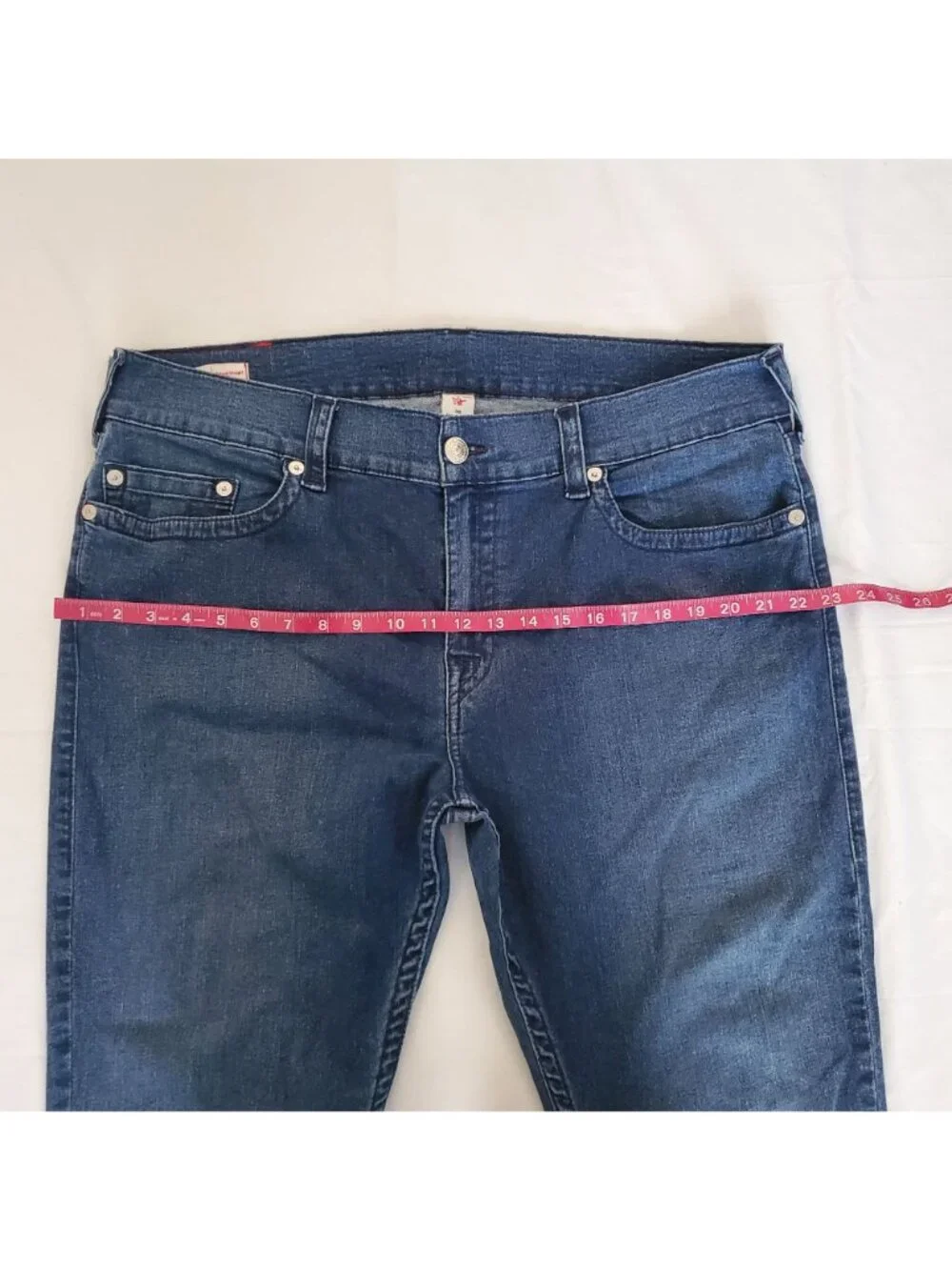 True Religion Men's Ricky Relaxed Straight Leg Blue Denim Jeans Size 38